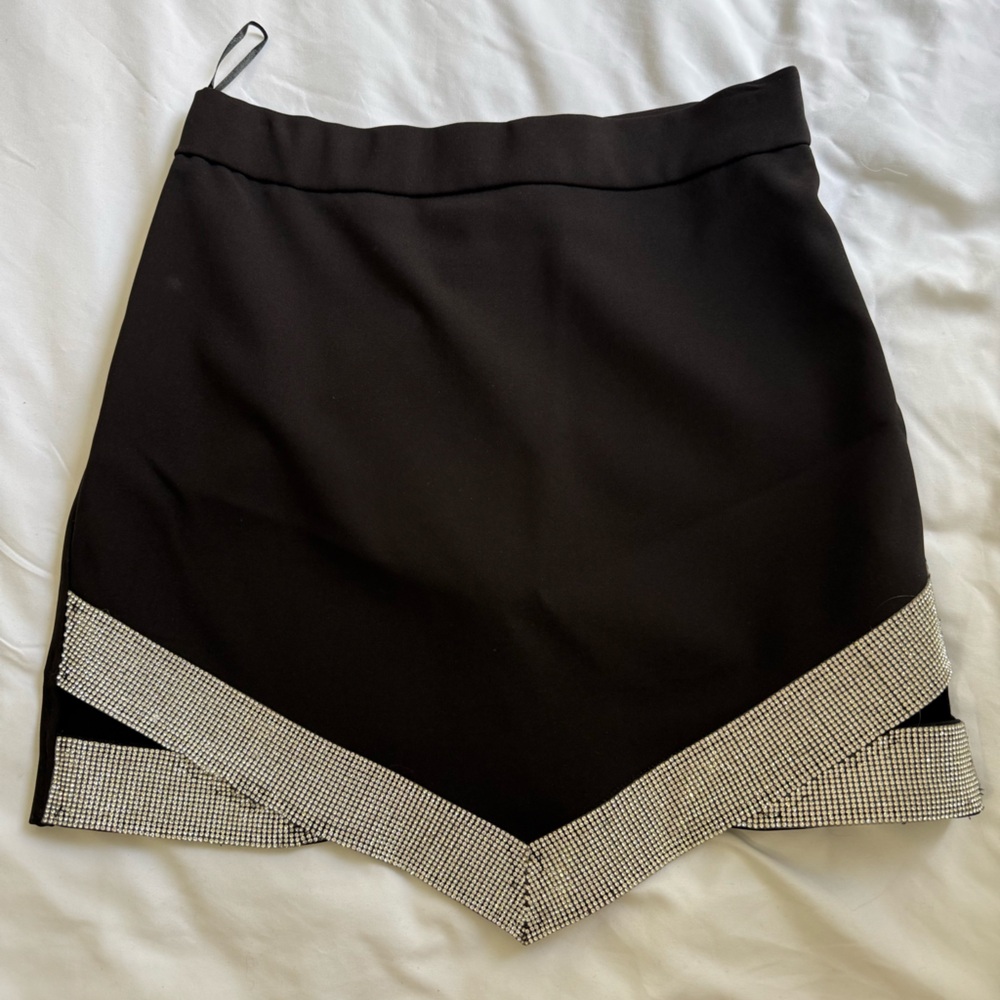 Zara Chic Black Skirt with Sparkling Trim